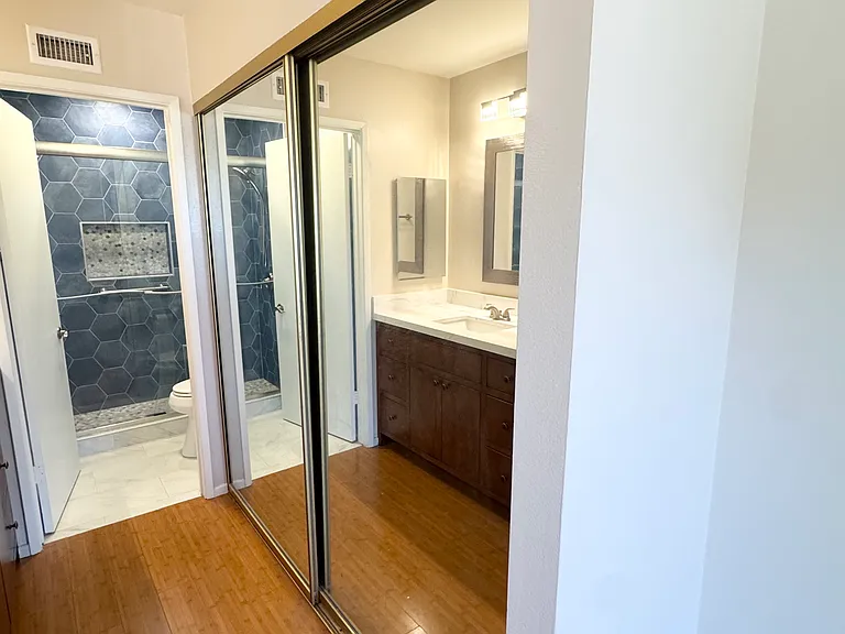 Two generous mirrored closets in primary bedroom