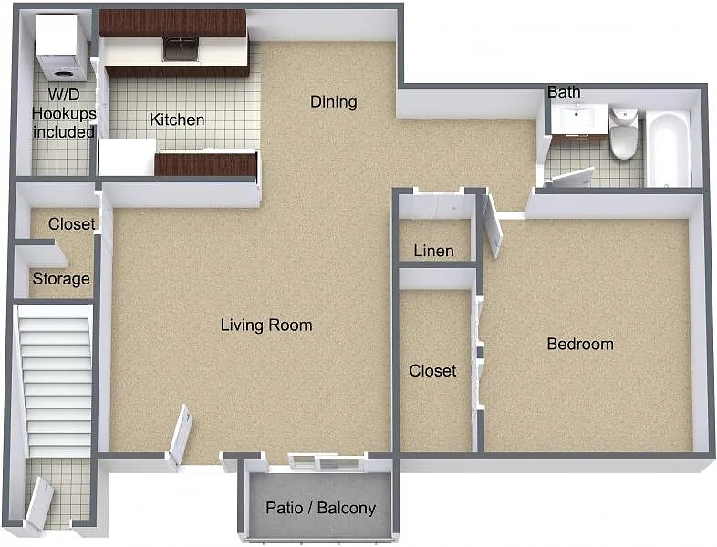 Floor plan One Bedroom Traditional