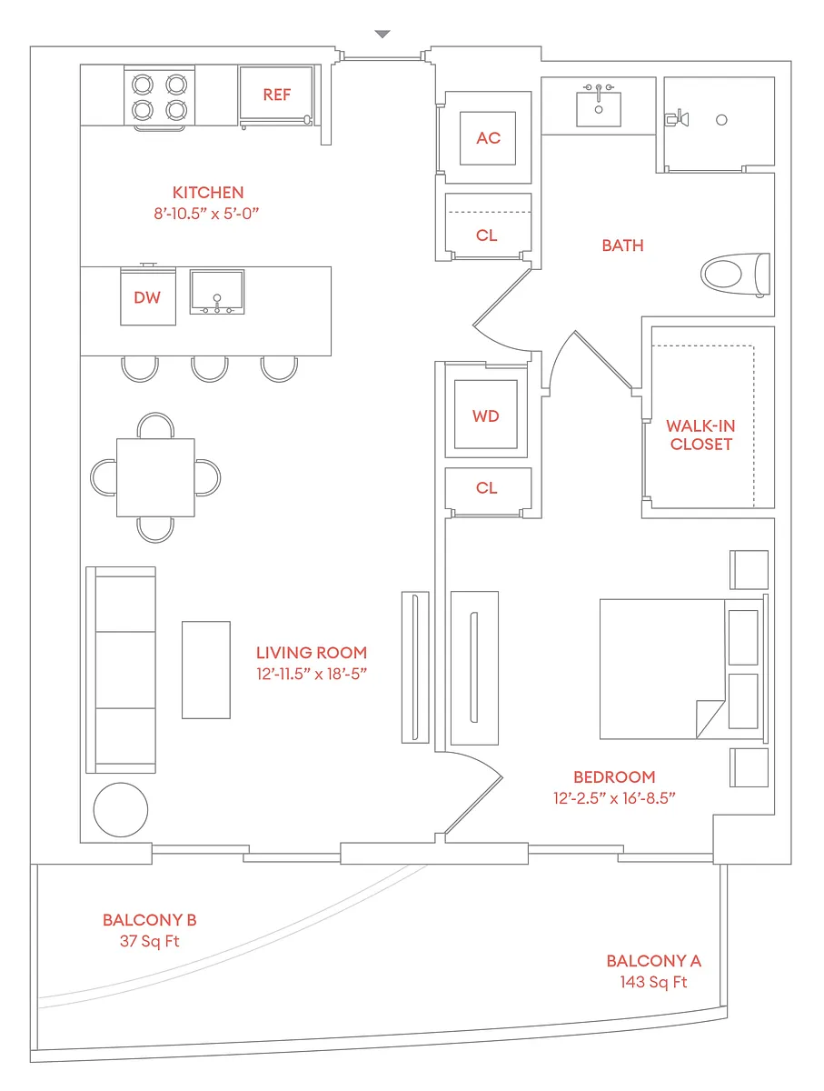 Floor plan B2 - Residence 06, Floors 6-18