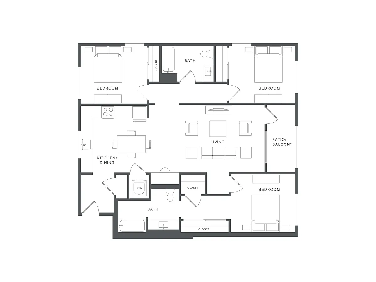Floor plan 3 Bed/2 Bath-R-C3