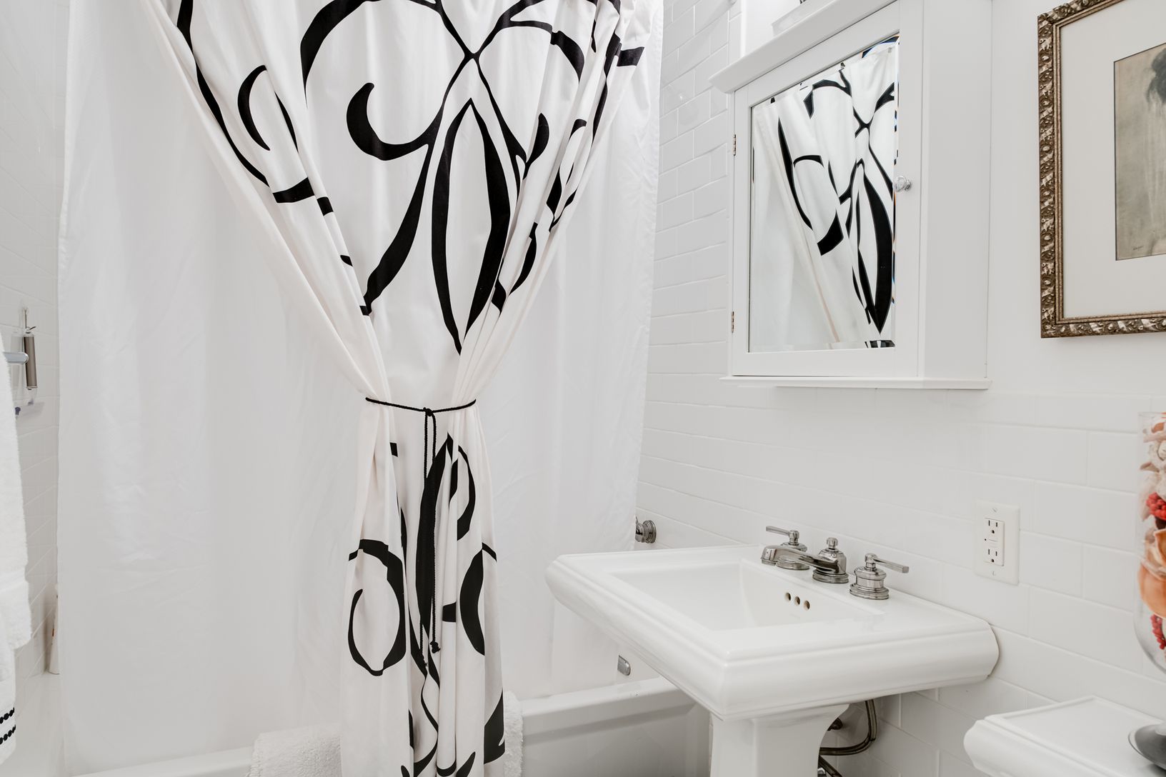  master bath with bath and shower 