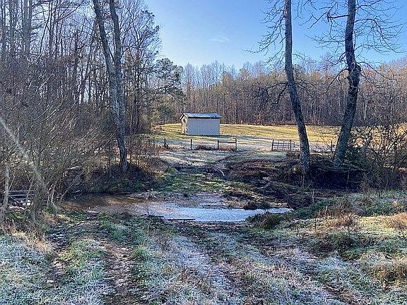 Winter stream & sturdy bldg.