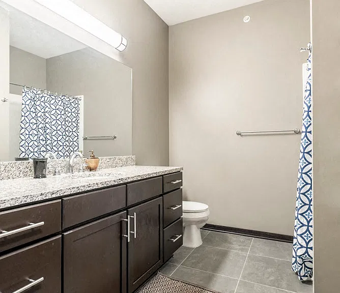 Enjoy granite countertops and tile flooring in the bathrooms.