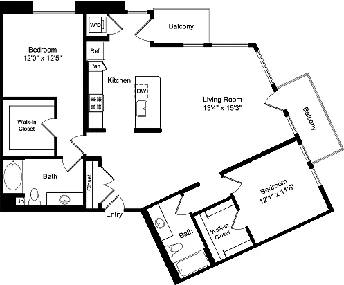 Floor plan Two Bed B3