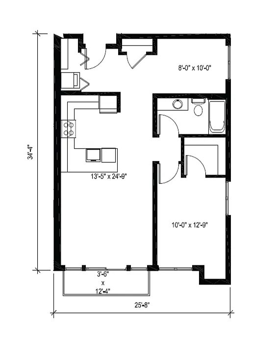 Floor plan 1x1 Den D5