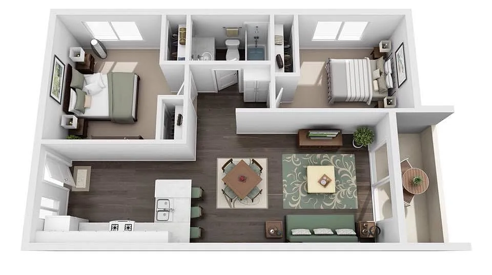 Floor plan 2 Bed 1 Bath 801 Bldg Renovated