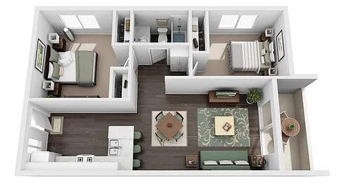 Floor plan 2 Bed 1 Bath 801 Bldg Renovated