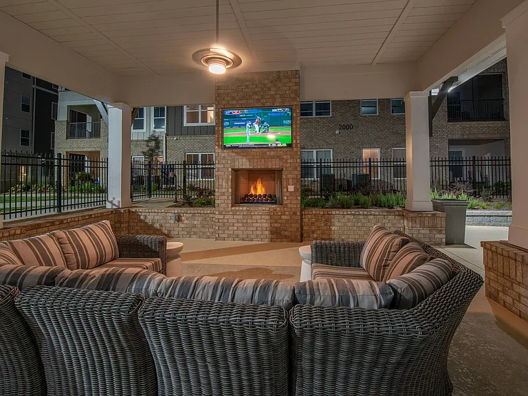 Outdoor Lounge Area with Fireplace
