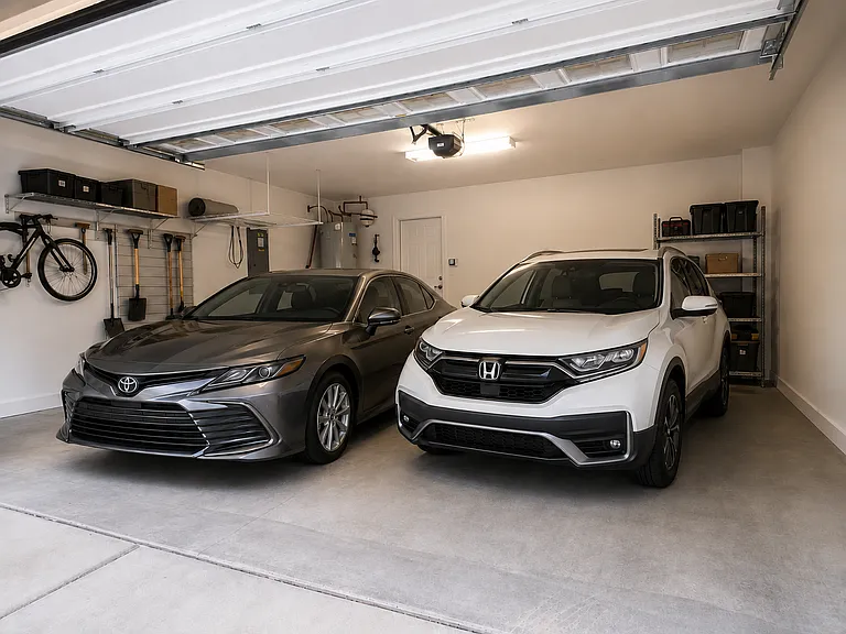 Two car garage - Virtually Staged