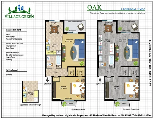 Floor plan 1 BR Oak