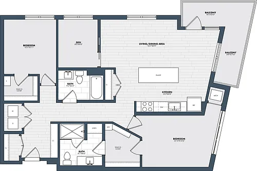 Floor plan 2 Bed/2 Bath Den-BD5