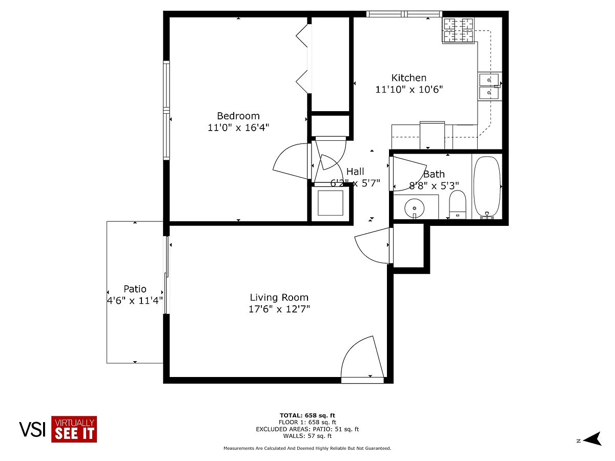 Floor plan Oak - 1 Bed/1 Bath