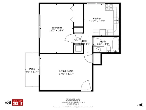 Floor plan Oak - 1 Bed/1 Bath