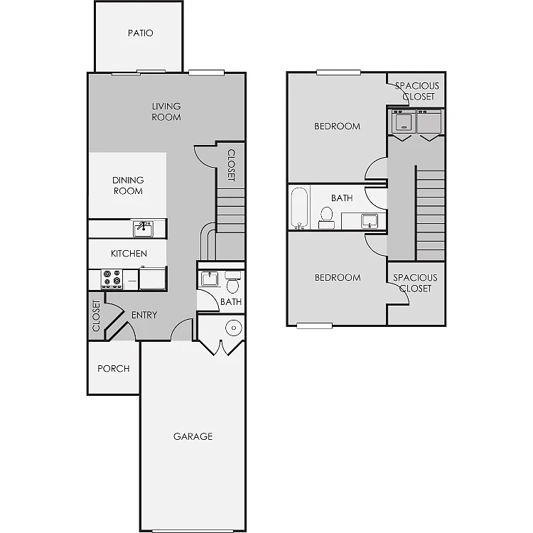 Floor plan 2 Bedroom 2 Bathroom Townhome