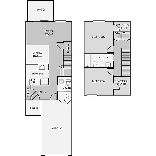Floor plan 2 Bedroom 2 Bathroom Townhome