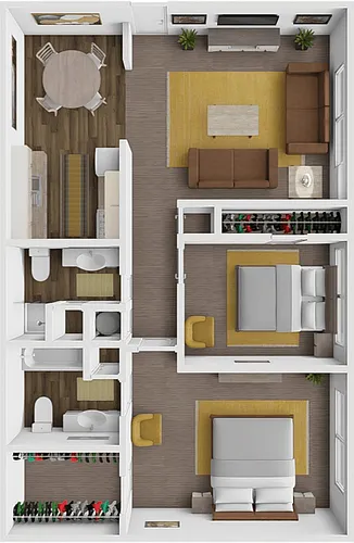 Floor plan 2 Bed 2 Bath A