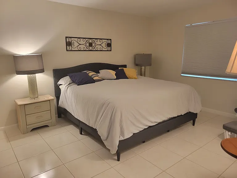 Master bedroom has a comfy King size bed.