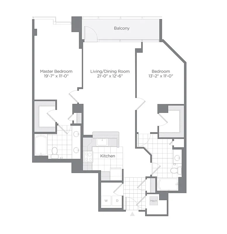 Floor plan 2 Bed - 2 Bath | B07