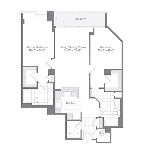 Floor plan 2 Bed - 2 Bath | B07