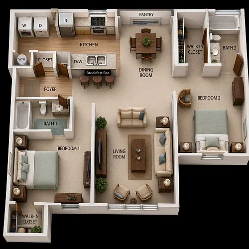 Floor plan Two Bedroom- Affordable