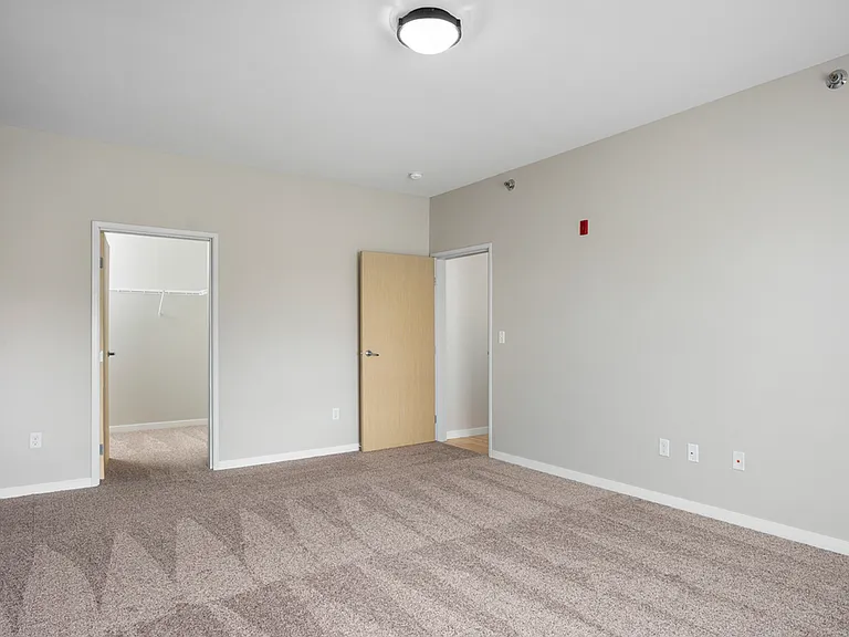 Bright, spacious bedroom with plush carpet, neutral walls, and ample walk-in closet access. Bright, spacious bedroom with plush carpet, neutral walls, and ample walk-in closet access.
