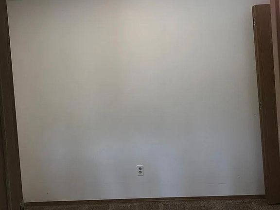 Downstairs bedroom, closet to the right and window to the left