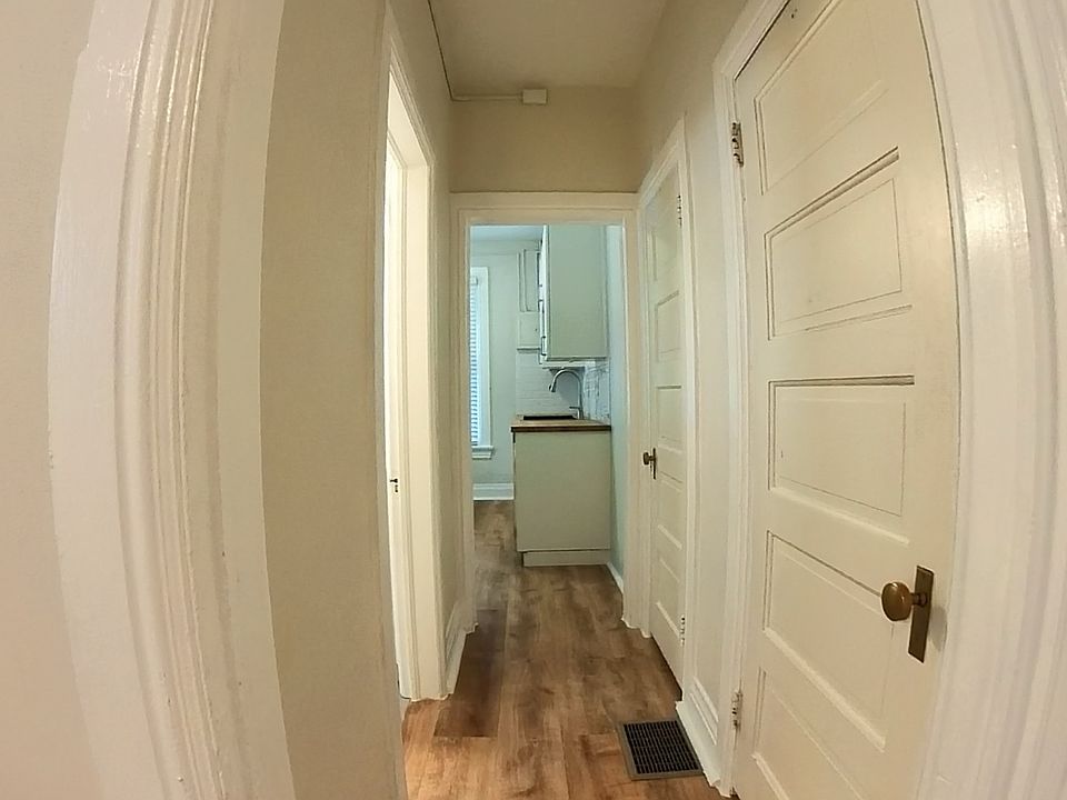Hallway to bathroom and kitchen, two closets on hall