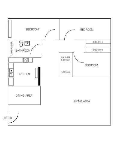 Floor plan 3 Bedroom/2 Bathroom A