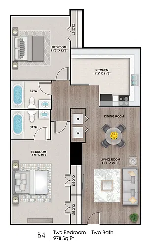 Floor plan 2 X 2 B4