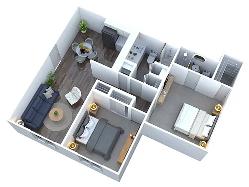 Floor plan 2 Bed, 2 Bath