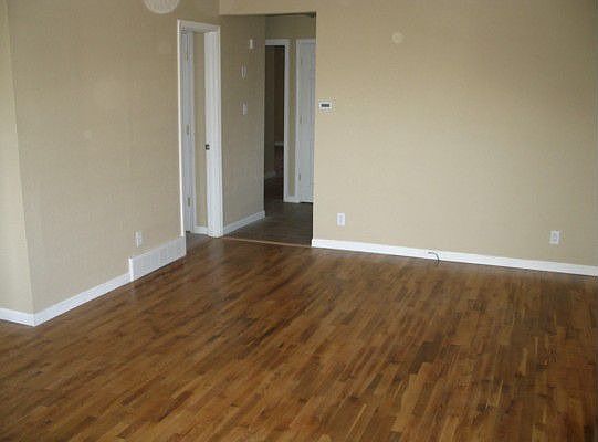 Refinished hardwood in living room