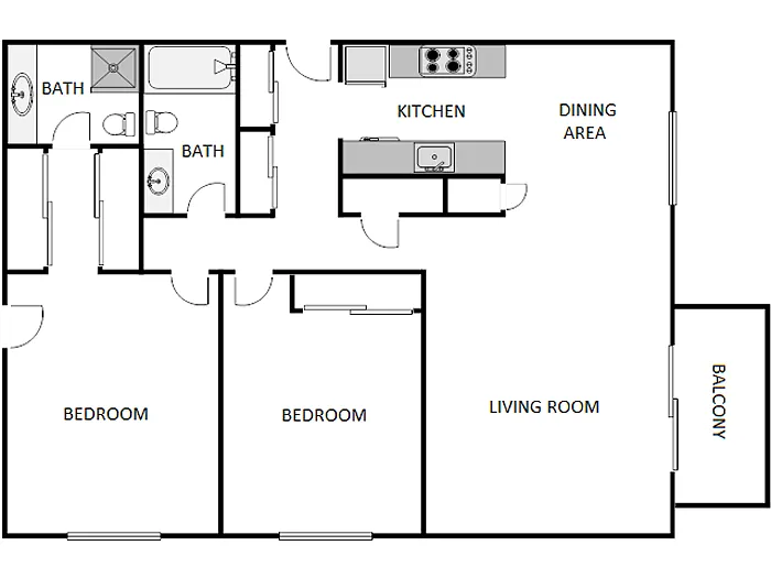 Floor plan 2 Bed / 2 Bath: Type B