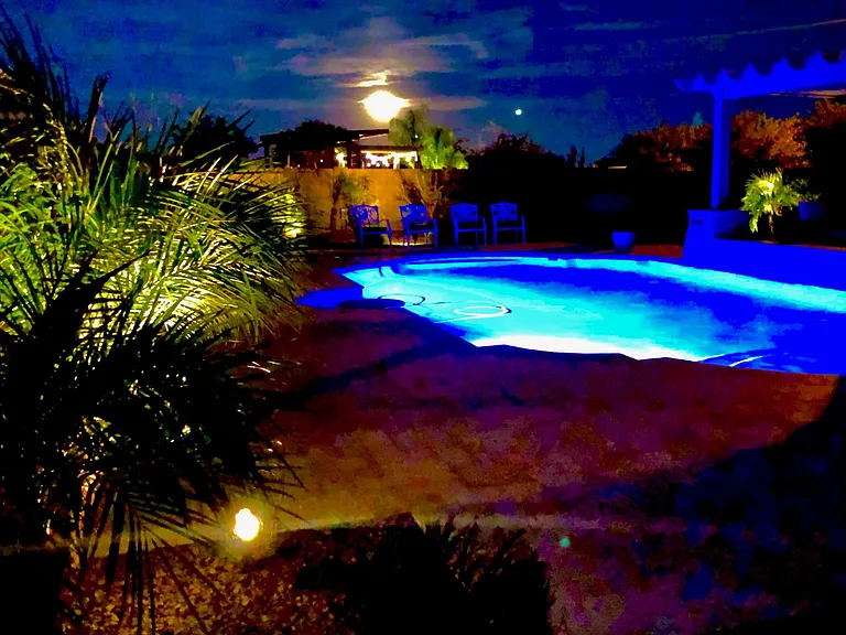 Solar Landscape lighting enhances the experience of lounging outside after dark