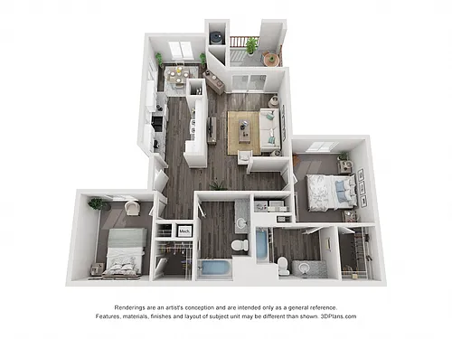 Floor plan 2 bedroom 2 bath