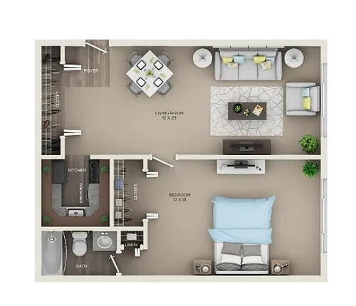 Floor plan A1-1BD/1BA