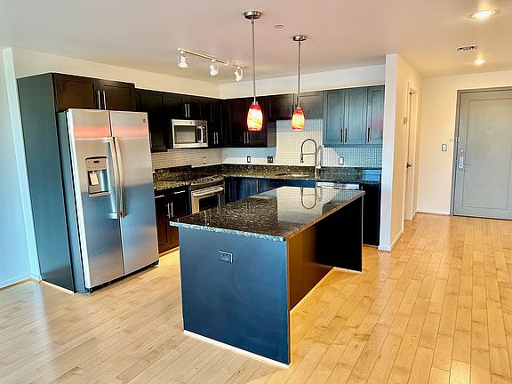Kitchen, foyer, and front hallway. Generous walk-in hall closet right by the door with a shelving system by California Closets. Upgraded LED lights throughout.