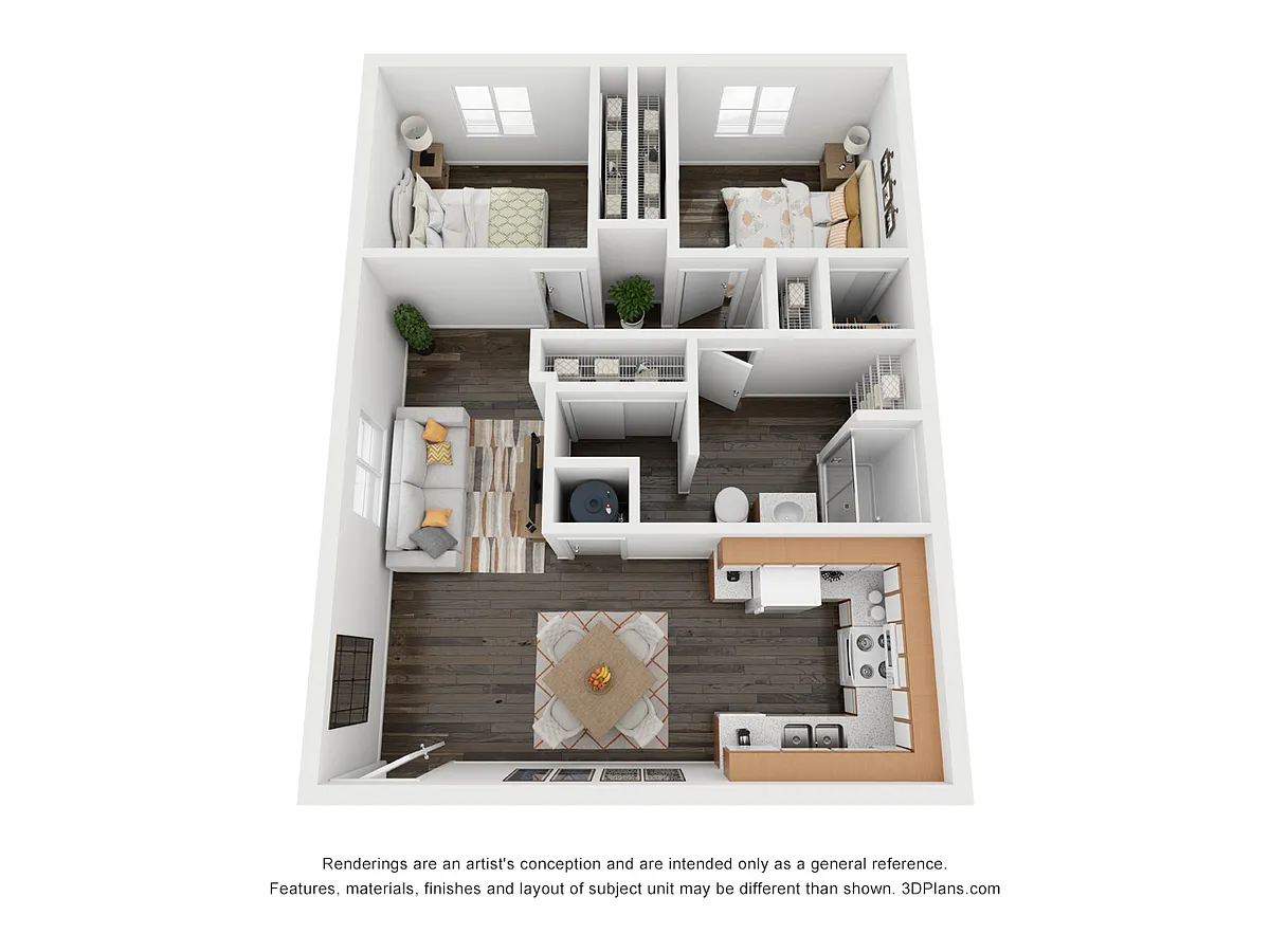 Floor plan 2 Bedroom 1 Bath Small