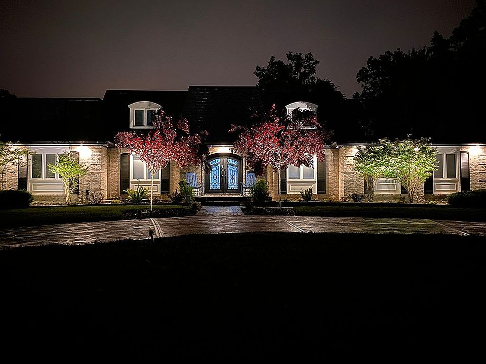 Front exterior with lights 