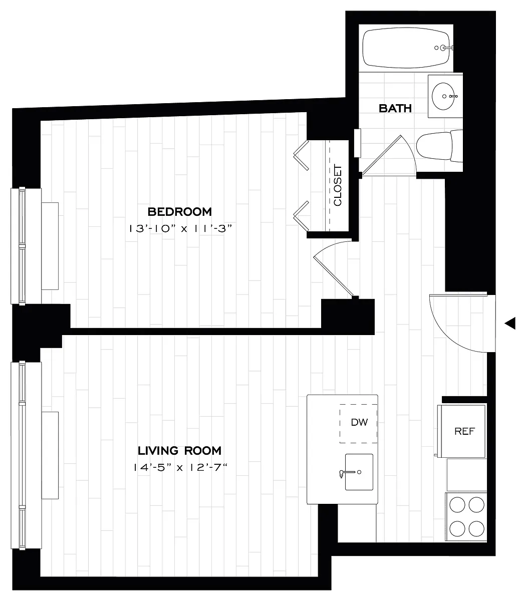Floor plan 1 Bed/1 Bath-A06