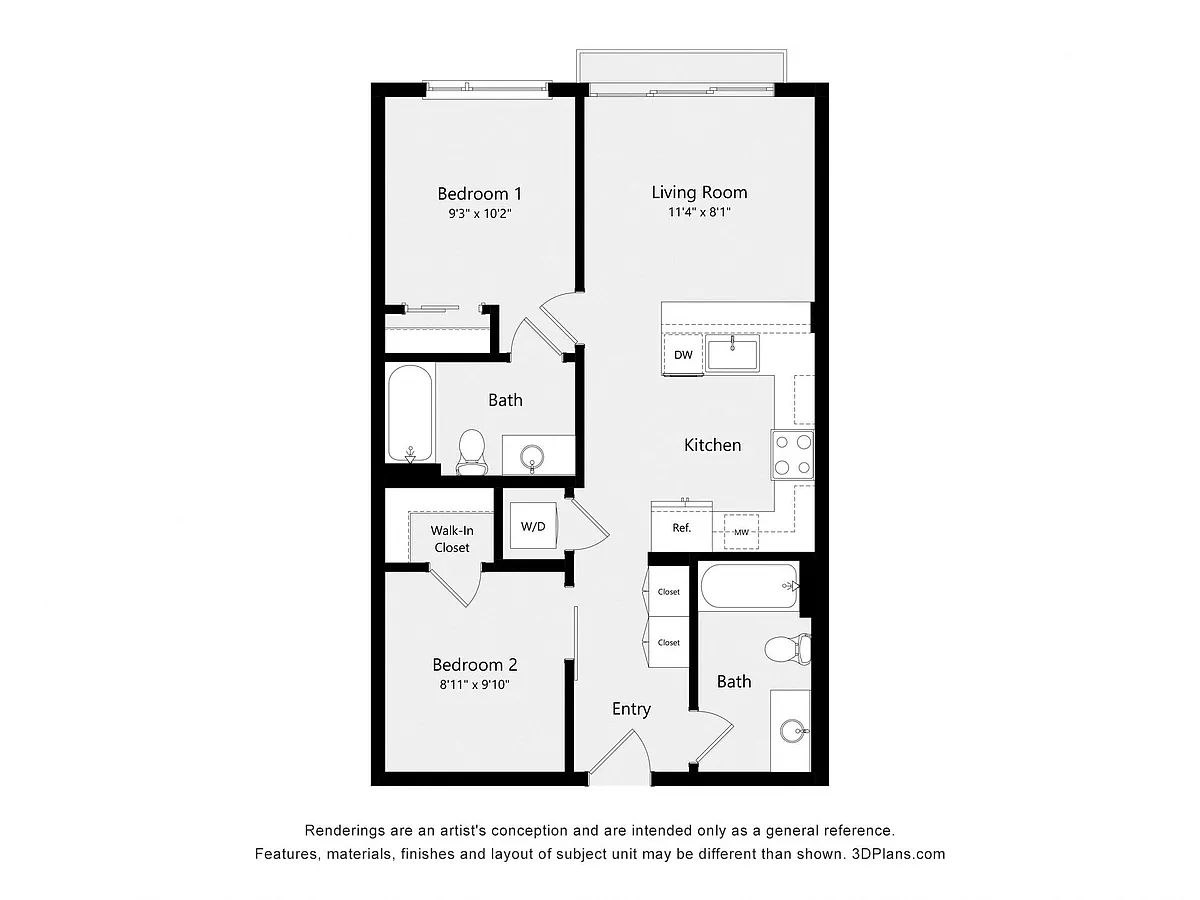 Floor plan Urban Two Bedroom D02A