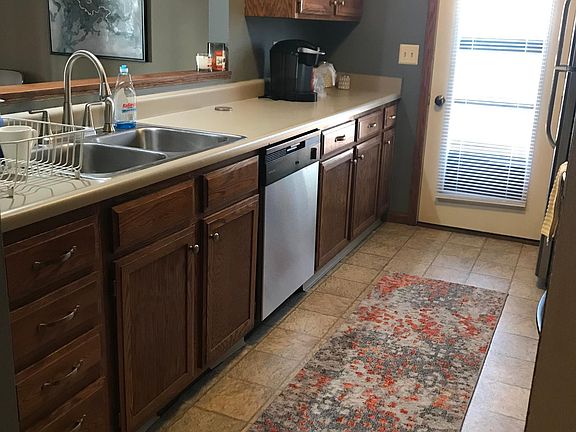 galley kitchen, overlooking living room