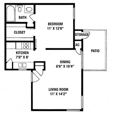 Floor plan 1 Bedroom / 1 Bath - 569