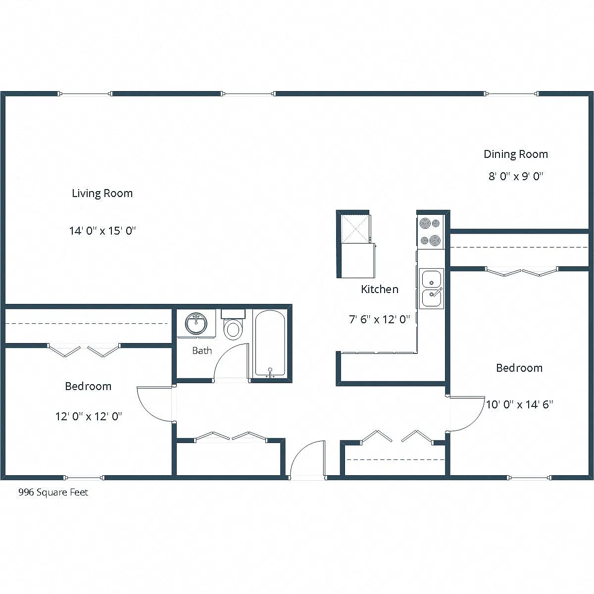 Floor plan Two Bedroom 21A
