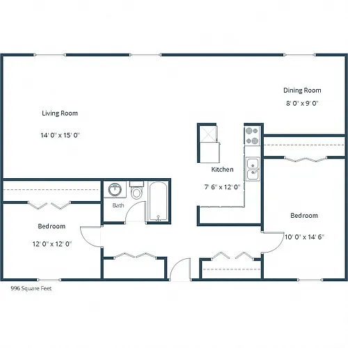 Floor plan Two Bedroom 21A