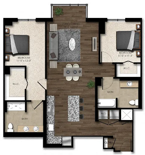 Floor plan 2 Bed/2 Bath-4E