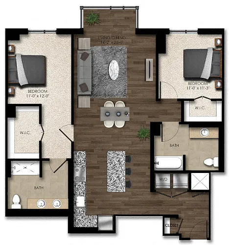 Floor plan 2 Bed/2 Bath-4E