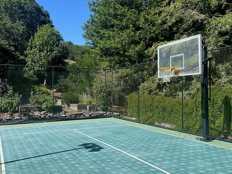 View of vegetable garden from the sport court