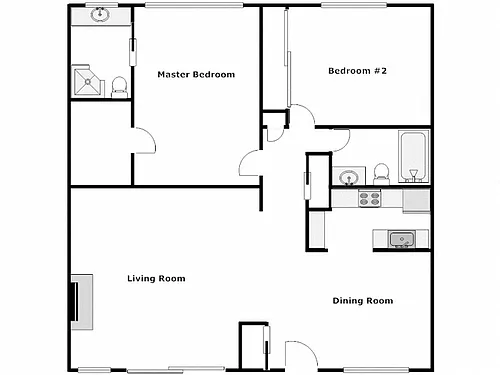 Floor plan 2 Bed / 2 Bath: Type A