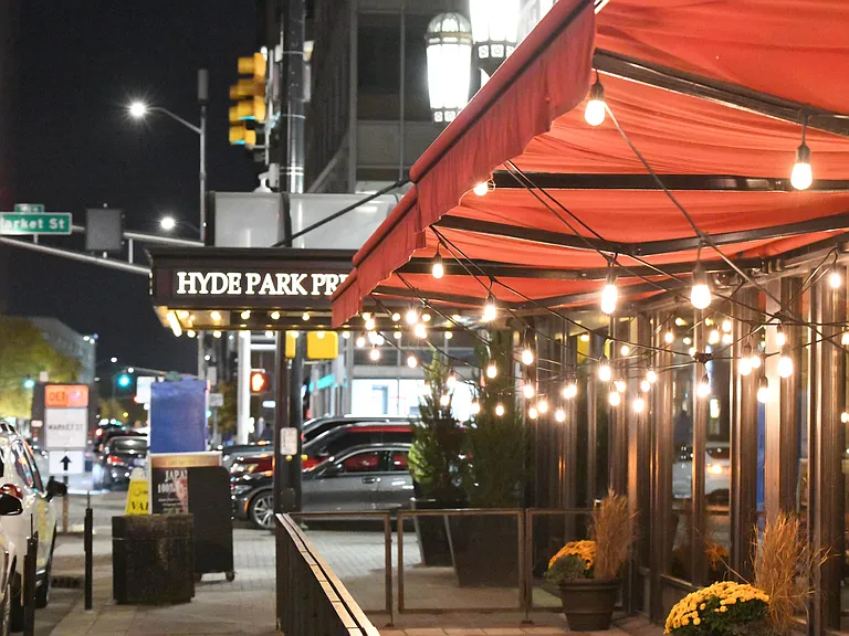 High-end steakhouse chain serving grilled meats, seafood & cocktails in a sophisticated setting. Just a 1 minute walk from The Block.