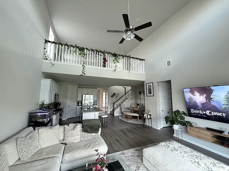 Living Room with 20ft high ceiling